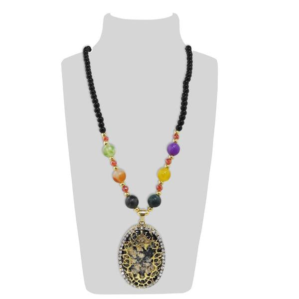 Urthn Multicolor Beads And Austrian Stone Necklace - 1108902