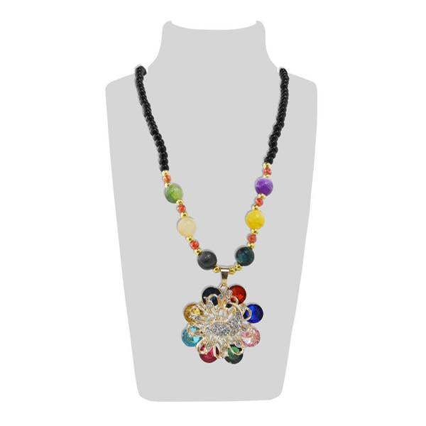 Urthn Multicolor & Stone Floral Shape Necklace - 1108907