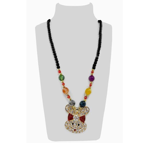 Urthn Multicolor Beads & Stone Rabbit Shape Necklace - 1108908