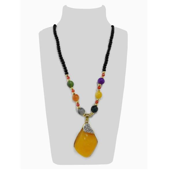 Urthn Multicolor Beads & Austrian Stone Gold Plated Necklace - 1108916