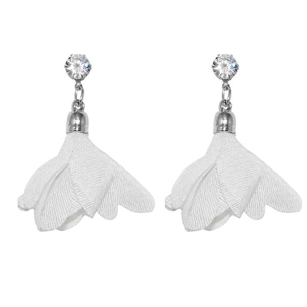 Urthn Austrian Stone White Tessel Dangler Earring - 1310901E