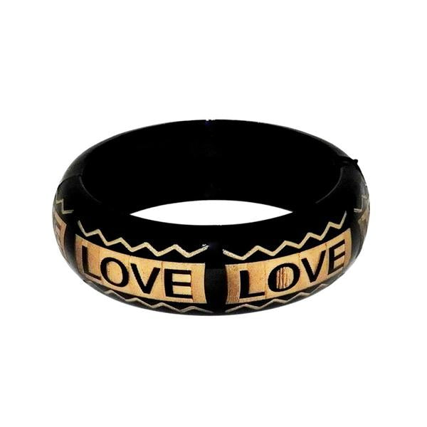 Urthn Black Zinc Alloy" Love" Fancy Openable Kada - 1403201