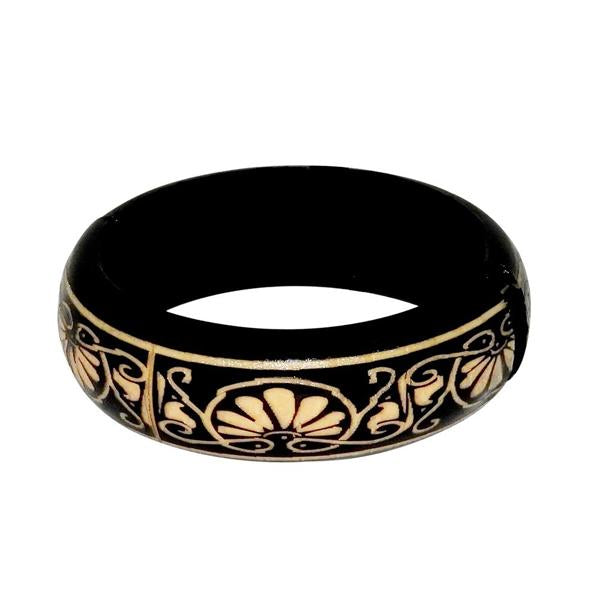 Urthn Black Zinc Alloy Fancy Designer Openable Kada - 1403204