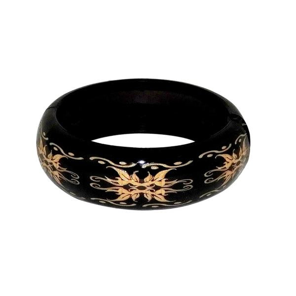 Urthn Floral Designer Black Zinc Alloy Openable Kada - 1403208