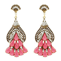 Urthn Pink Crystal & Stone Gold Plated Dangler Earrings - 1311203C