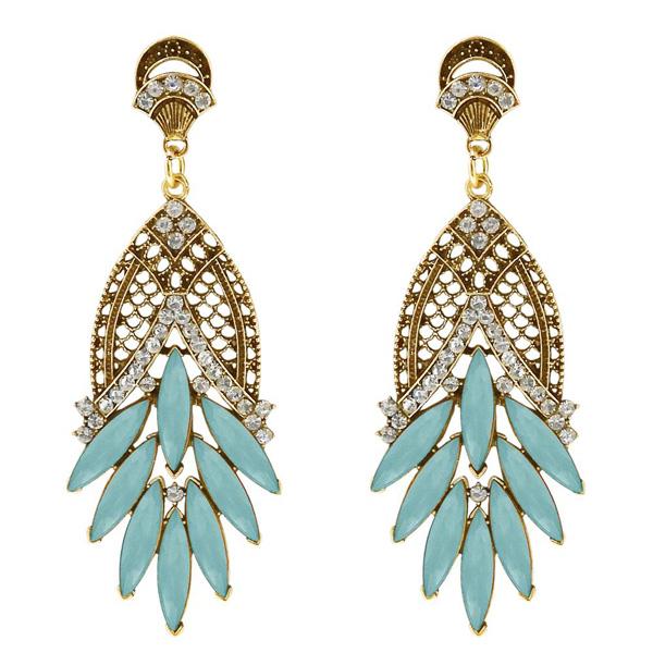 Urthn Blue Crystal And Stone Dangler Earrings - 1311204A