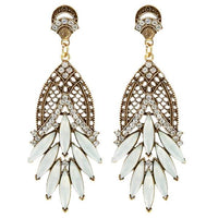 Urthn White Crystal And Stone Dangler Earrings - 1311204D