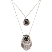 Urthn Silver Plated Crystal Stone 2 Layer Chain Necklaces - 1110501C