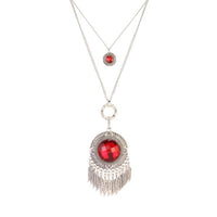 Urthn Crystal Stone Silver Plated 2 Layer Chain Necklaces - 1110502B