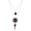 Urthn Silver Plated Crystal Stone 2 Layer Chain Necklaces - 1110503C