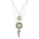 Urthn Crystal Stone Silver Plated 2 Layer Chain Necklaces - 1110503D