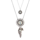 Urthn Silver Plated Crystal Stone 2 Layer Chain Necklaces - 1110504A