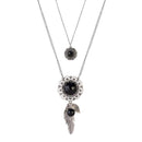 Urthn Silver Plated Crystal Stone 2 Layer Chain Necklaces - 1110504C
