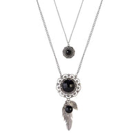 Urthn Silver Plated Crystal Stone 2 Layer Chain Necklaces - 1110504C