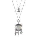 Urthn Silver Plated Crystal Stone 2 Layer Chain Necklaces - 1110505A