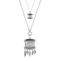 Urthn Silver Plated Crystal Stone 2 Layer Chain Necklaces - 1110505A