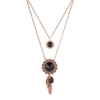 Urthn Rose Gold Plated Crystal Stone 2 Layer Chain Necklaces - 1110508C