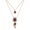 Urthn Rose Gold Plated Crystal Stone 2 Layer Chain Necklaces - 1110509C