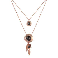 Urthn Rose Gold Plated Crystal Stone 2 Layer Chain Necklaces - 1110509C
