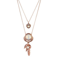 Urthn Rose Gold Plated Crystal Stone 2 Layer Chain Necklaces - 1110510A