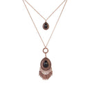 Urthn Rose Gold Plated Crystal Stone 2 Layer Chain Necklaces - 1110512C