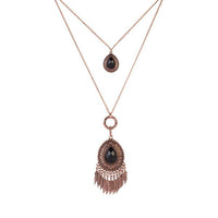 Urthn Rose Gold Plated Crystal Stone 2 Layer Chain Necklaces - 1110512C