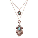 Urthn Crystal Stone Rose Gold Plated 2 Layer Chain Necklaces - 1110513D