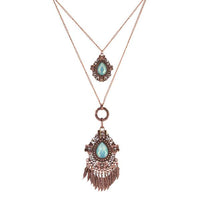 Urthn Crystal Stone Rose Gold Plated 2 Layer Chain Necklaces - 1110513D