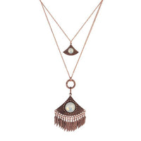Urthn Rose Gold Plated Crystal Stone 2 Layer Chain Necklaces - 1110514A