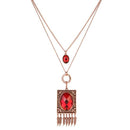 Urthn Crystal Stone Rose Gold Plated 2 Layer Chain Necklaces - 1110515B