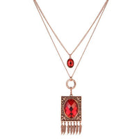 Urthn Crystal Stone Rose Gold Plated 2 Layer Chain Necklaces - 1110515B