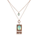 Urthn Crystal Stone Rose Gold Plated 2 Layer Chain Necklaces - 1110515D