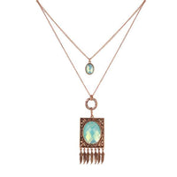 Urthn Crystal Stone Rose Gold Plated 2 Layer Chain Necklaces - 1110515D