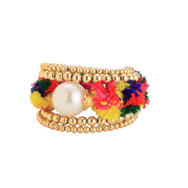 Urthn Pearl Multicolor Gold Plated Thread Kada - 1403302