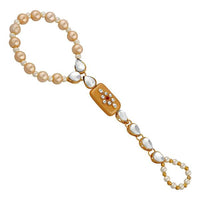 Urthn Gold Plated Brown Pearl Kundan Hand Harness - 1502327D