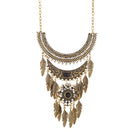Urthn Antique Gold Plated Leaf Design Boho Necklace - 1110728