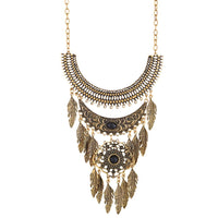Urthn Antique Gold Plated Leaf Design Boho Necklace - 1110728