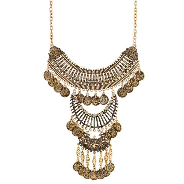 Urthn Stone Antique Gold Plated Boho Necklace - 1110729