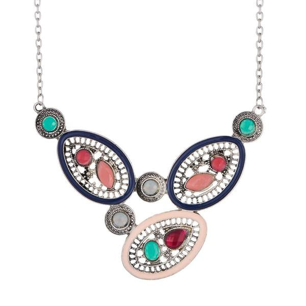 Urthn Multicolour Crystal Stone Statement Necklace - 1110730A