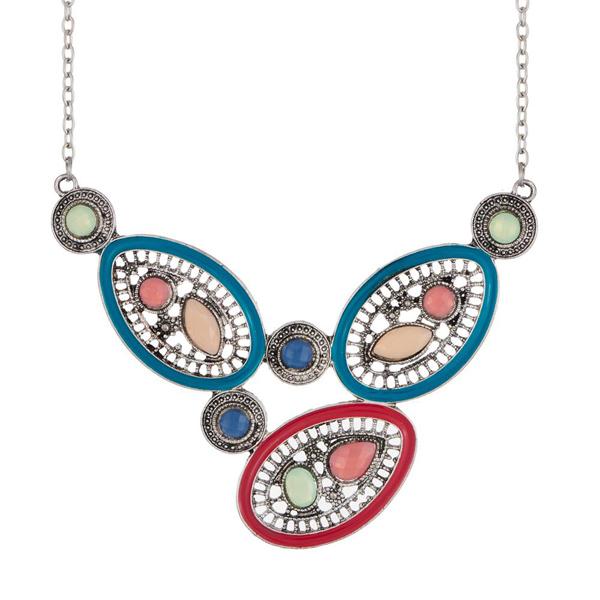 Urthn Multicolour Crystal Stone Statement Necklace - 1110730B