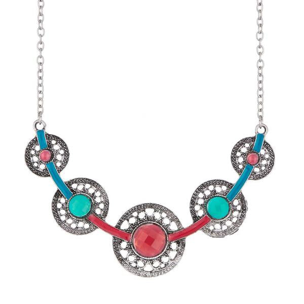 Urthn Multicolour Crystal Stone Statement Necklace - 1110731B