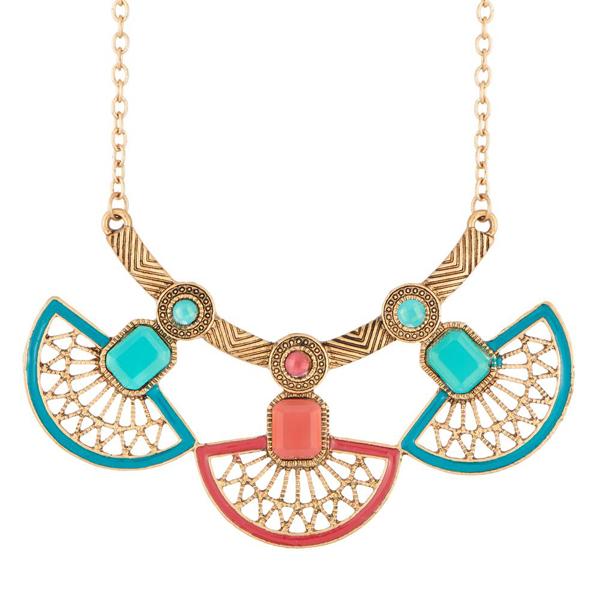 Urthn Meenakari Gold Plated Stone Statement Necklace - 1110736A