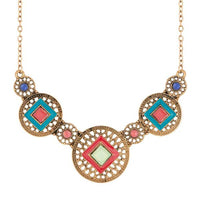 Urthn Antique Gold Meenakari Stone Statement Necklace - 1110737A
