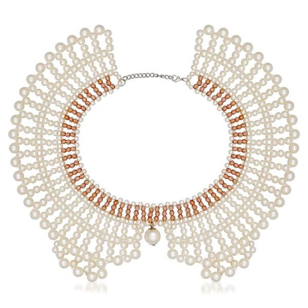 Beadside Crystal Beads Pearl White Necklace - 1111105