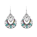 Urthn Multicolor Resin Stone Rhodium Plated Dangler Earrings - 1311802A