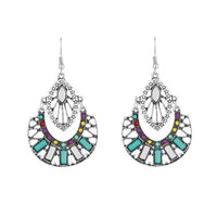 Urthn Multicolor Resin Stone Rhodium Plated Dangler Earrings - 1311802A
