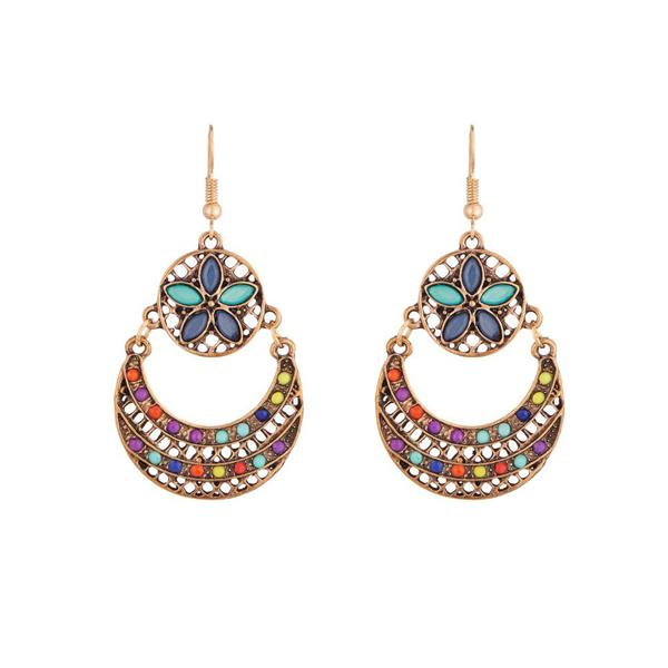 Urthn Multicolor Resin Antique Gold Plated Dangler Earrings - 1311805E