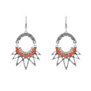 Urthn Orange Resin Stone Rhodium Plated Dangler Earrings - 1311806B