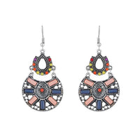 Urthn Rhodium Plated Multicolor Resin Stone Dangler Earrings - 1311808A