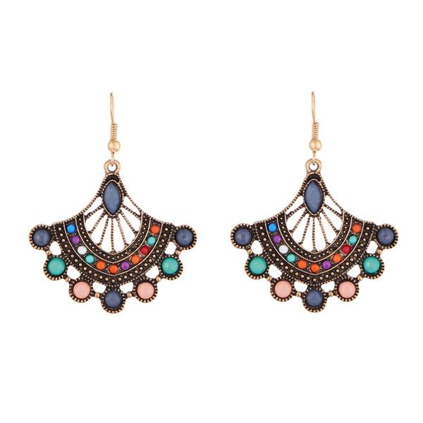 Urthn Multicolor Crystal Stone Rhodium Plated Dangler Earrings - 1311810B